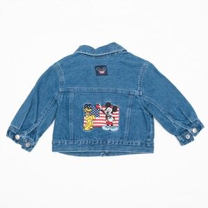 Vintage 90s Disney Store Mickey Mouse And Pluto Jean Jacket 12mo USA Flag Denim